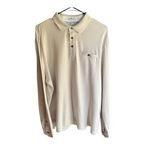 Classic Cream Long Sleeve Polo Shirt Button Up